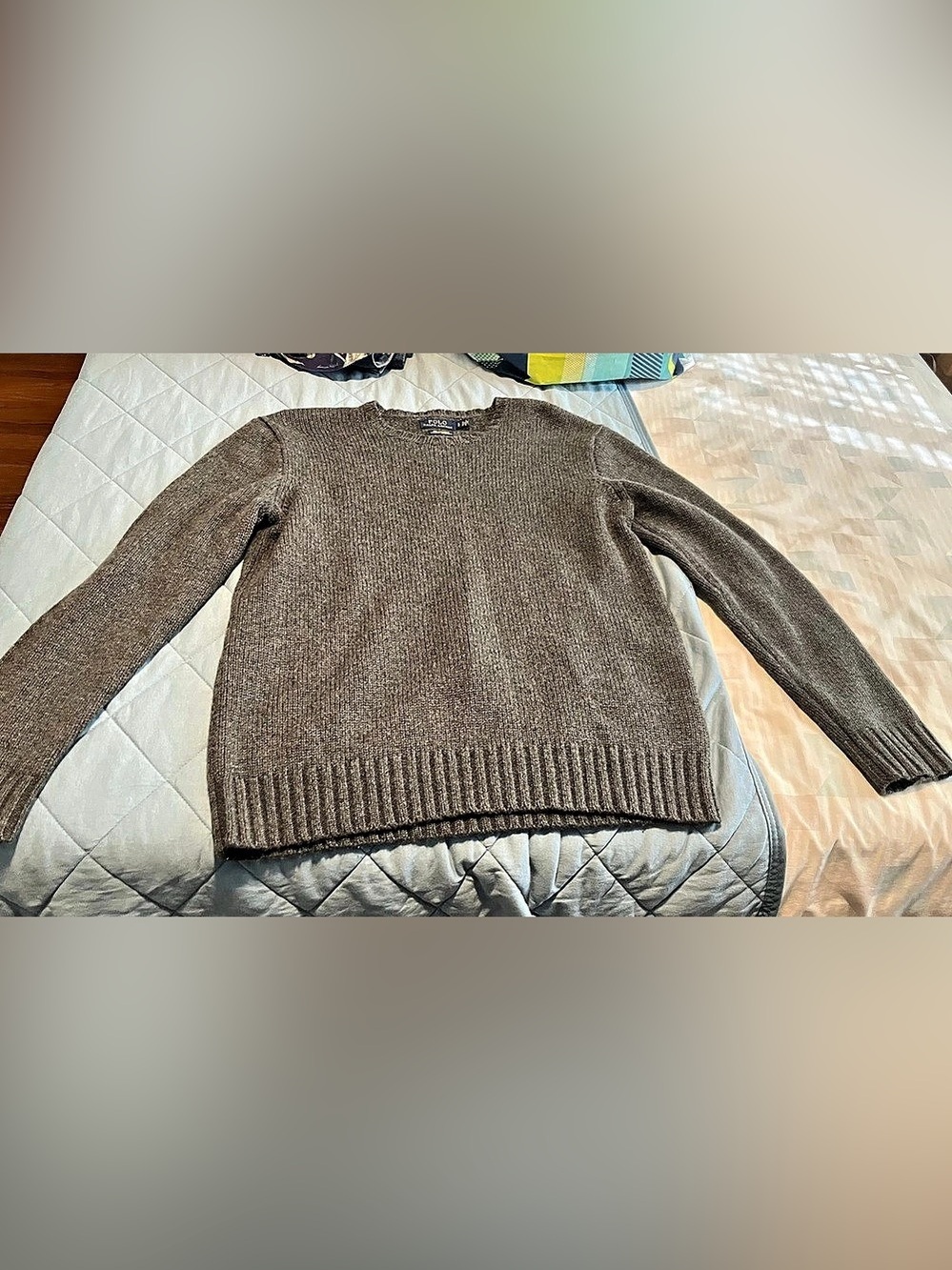 Men’s Polo Ralph Lauren Washable Cashmere Crewneck Sweater Heathered Gray Large